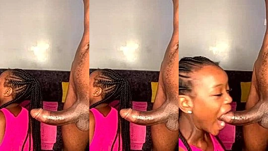 hot braided babe sucking on a curved bbc