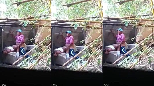 african slut sneaky fucking with boyfriend in the backyard