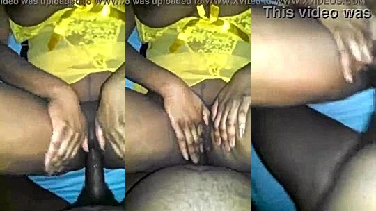 Ugandan step-aunt riding a cock in her yellow lingerie