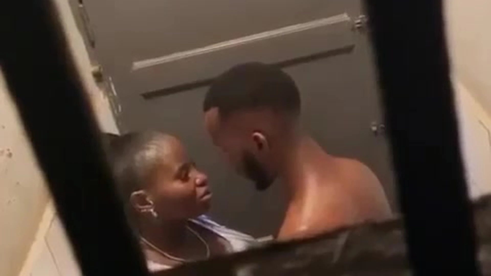 peeping tom watching horny nigerian couple fucking in the toilet